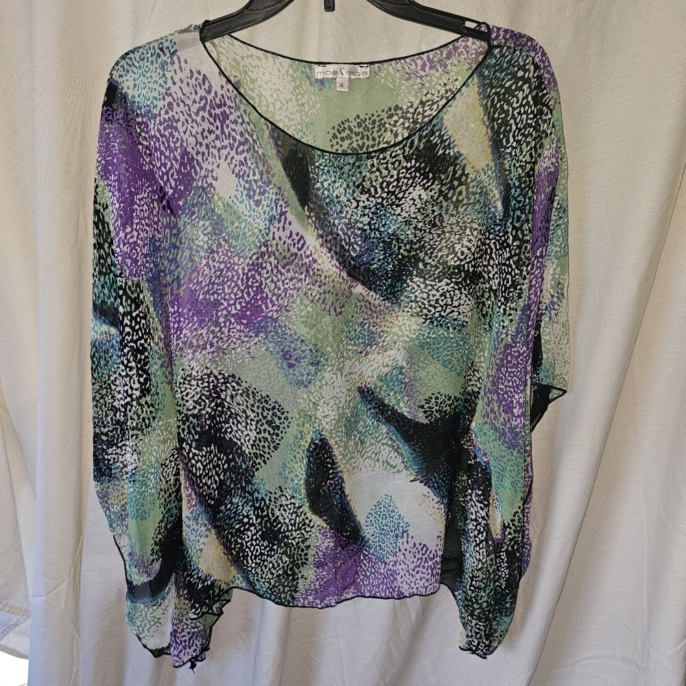 Moa Moa Purple and Green Sheer Blouse